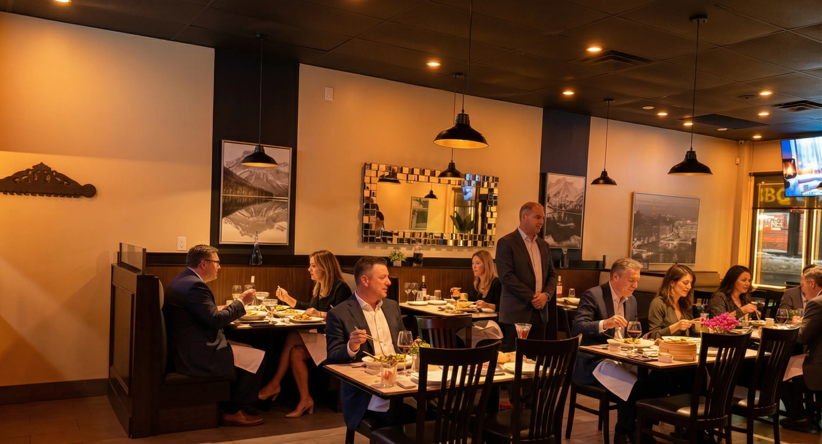 Private event setup at Freddy's Mediterranean in Hamilton